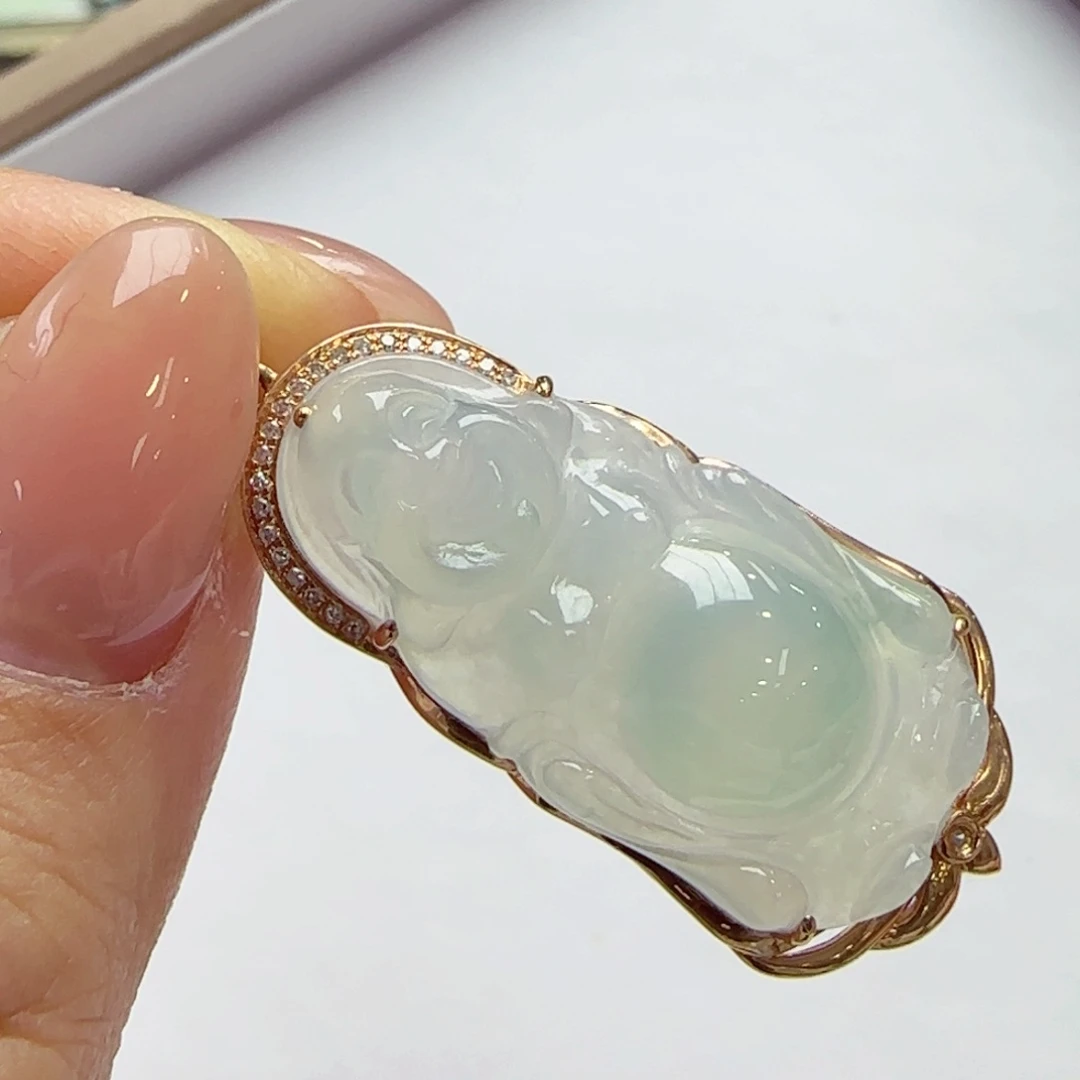 颈饰18K金镶嵌翡翠B426