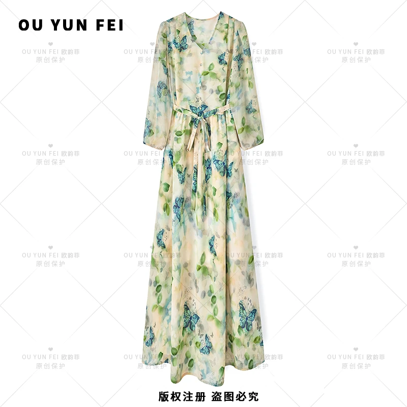 女装连衣裙高级显瘦秋季气质时尚碎花长裙轻奢夏季春季春夏F1731