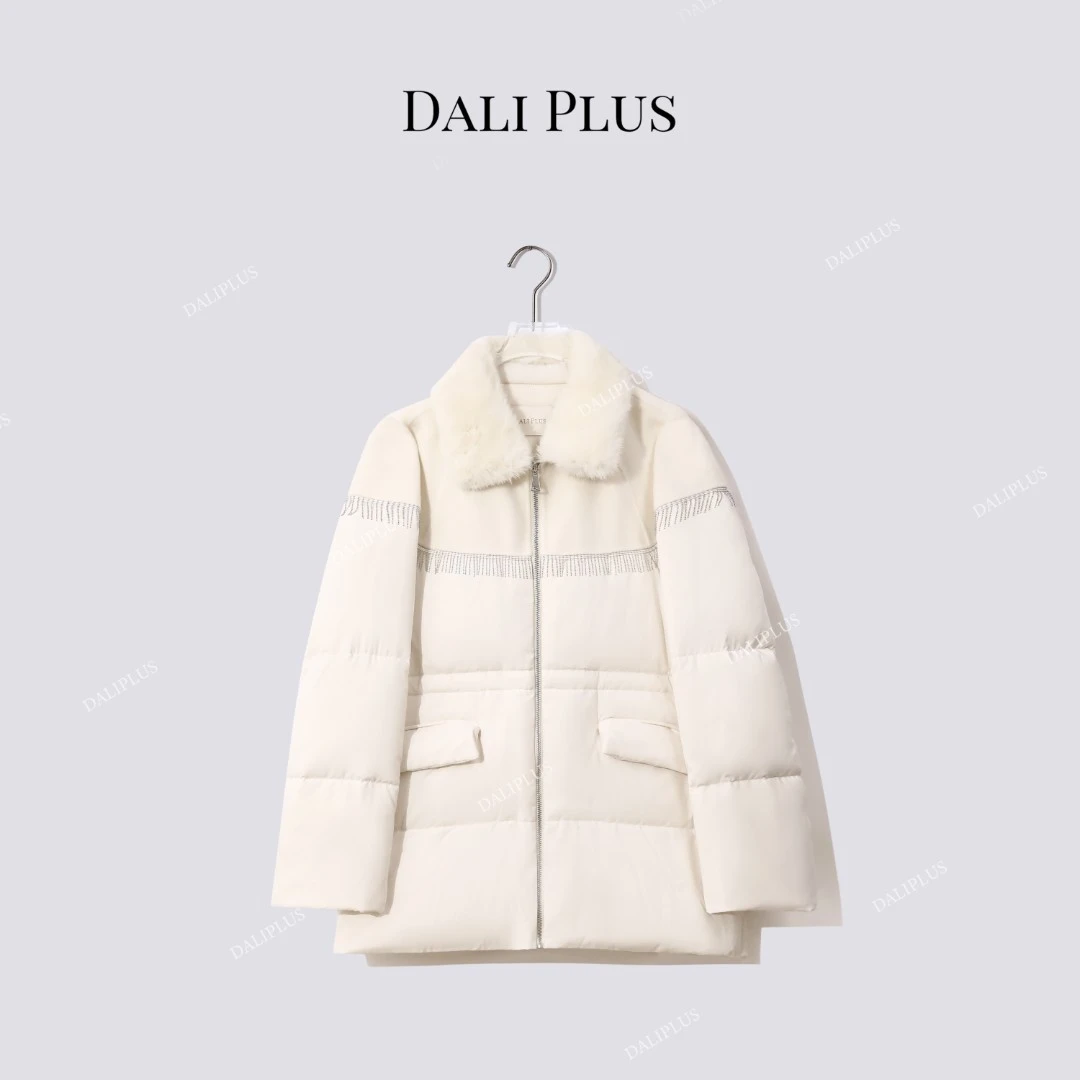 DALI PLUS【羊绒双面呢+90鹅绒】水貂毛流苏收腰鹅绒服-D5MM2462