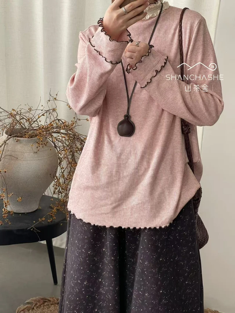 SCS#8660#蕾丝领拼接上衣 X