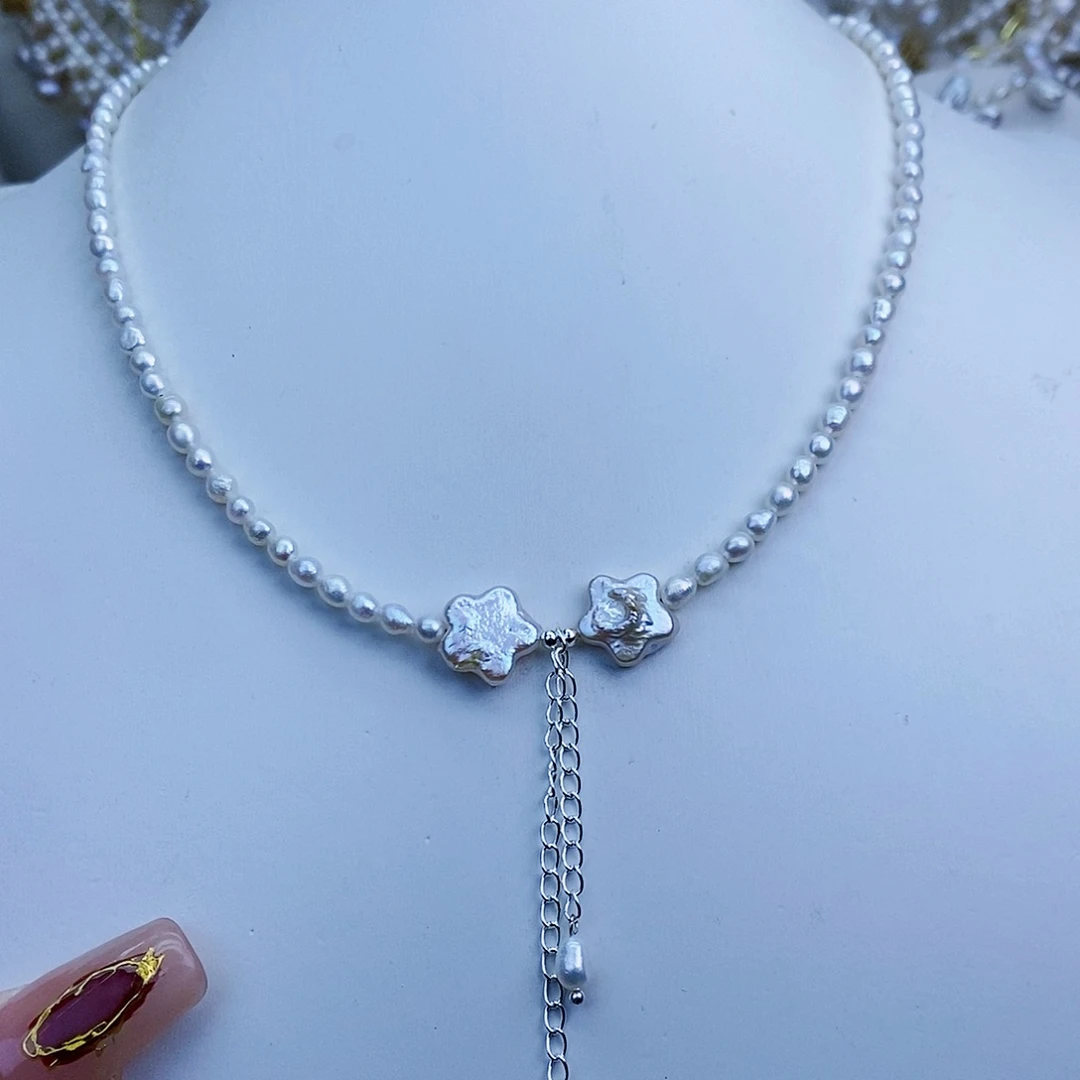 淡水珍珠颈饰银S925镶嵌