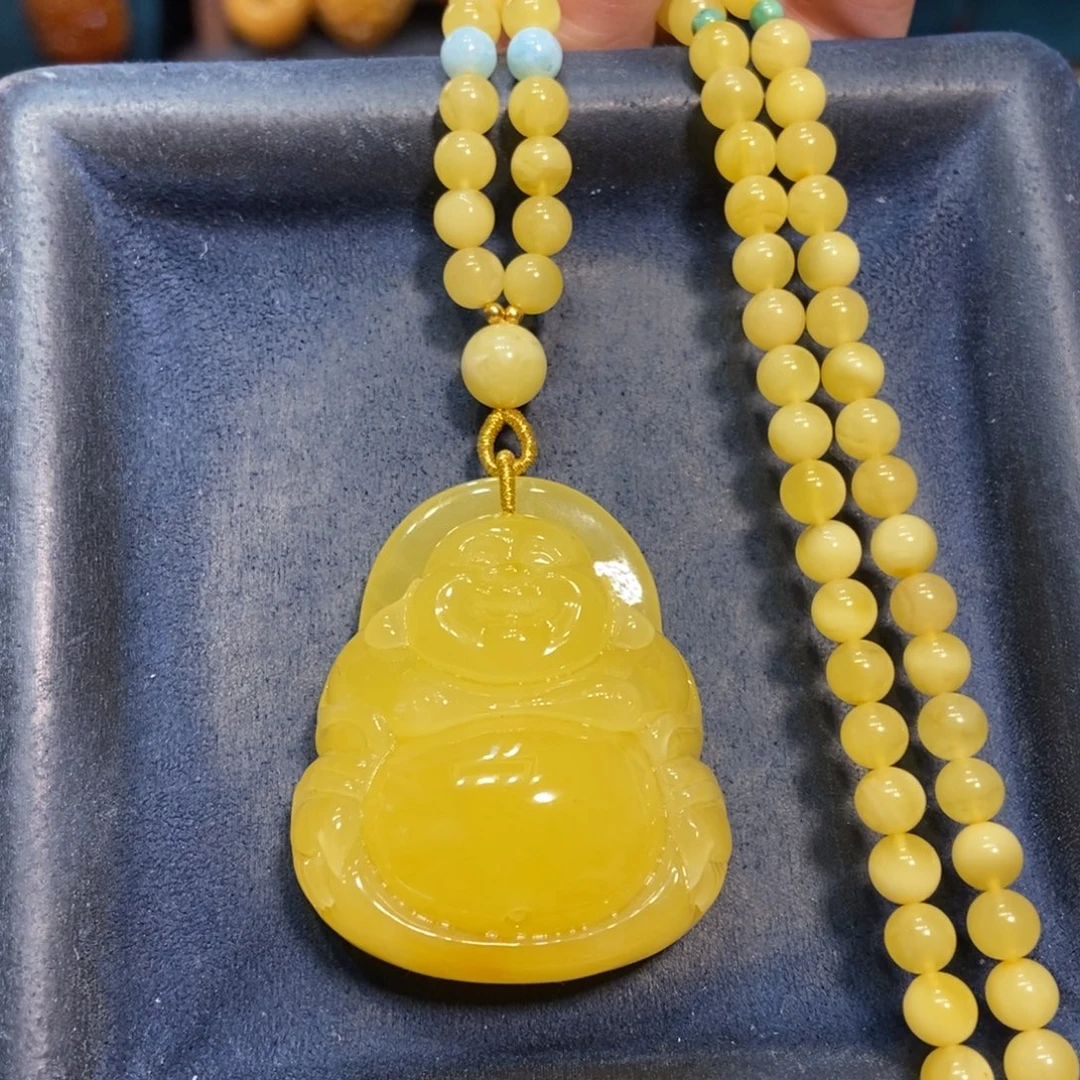 琥珀未镶嵌颈饰蜜蜡