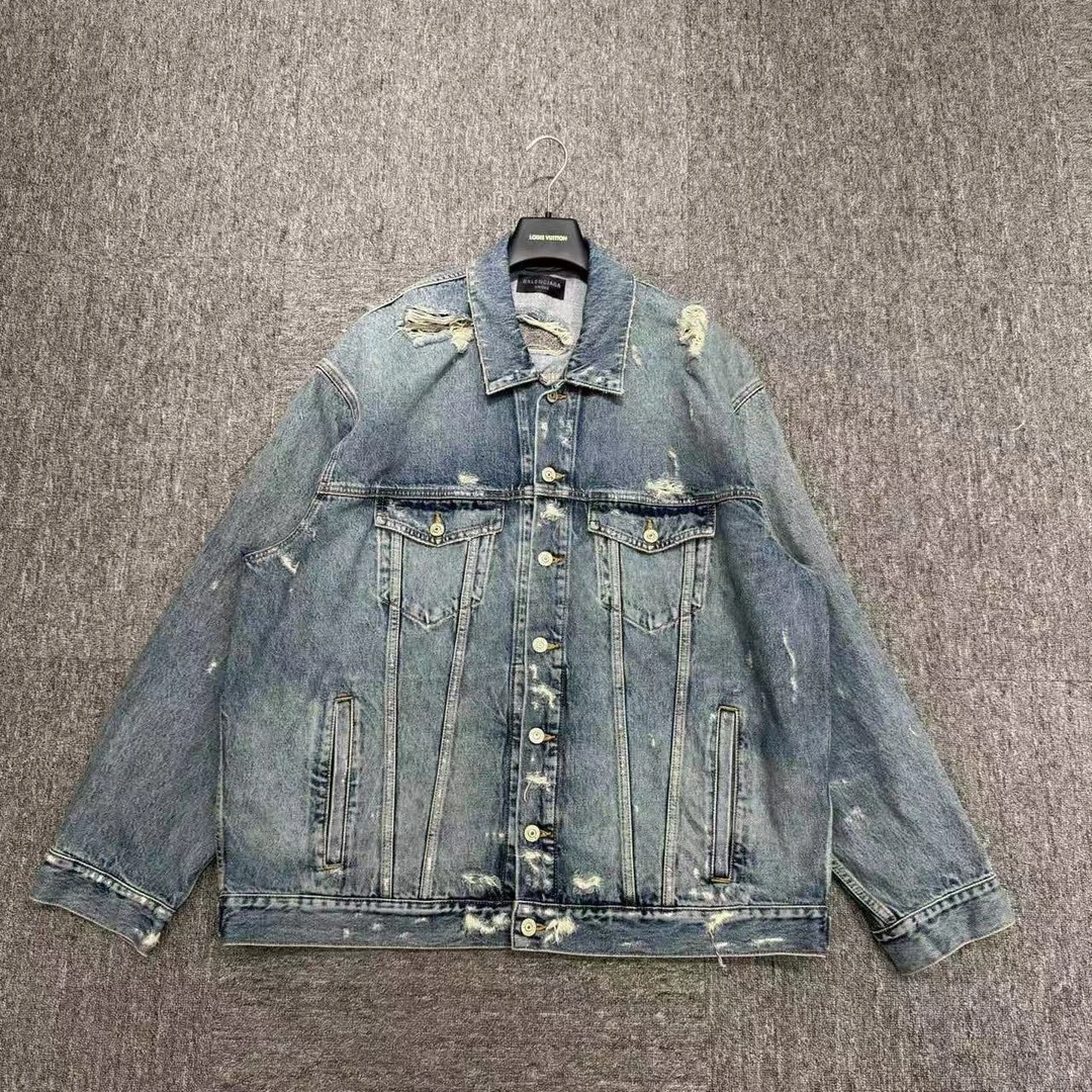 99新 Balenciaga/巴黎世家 做旧破坏牛仔夹克/1码/编码15533