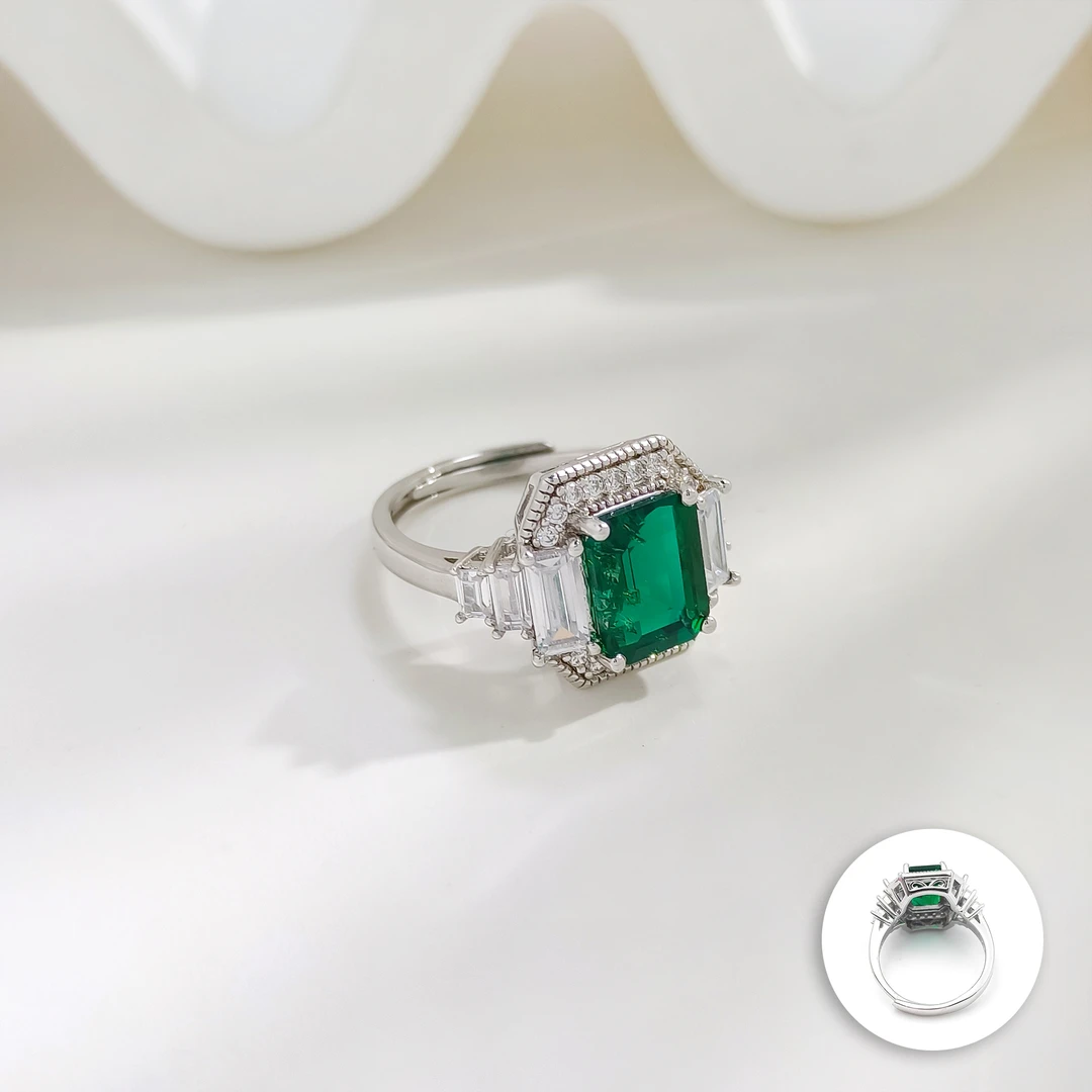 祖母绿 BZHF-007191【薄荷晨露】S925银 贵气精致女款戒指