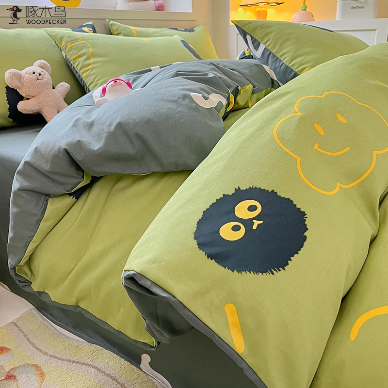 啄木鸟纯棉四件套100全棉2025新款被套罩床单学生宿舍床上三件套