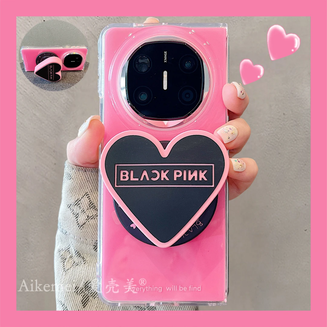 适用华为mateX6折叠屏手机壳MateX5典藏版玫红粉黑X3爱心磁吸支架