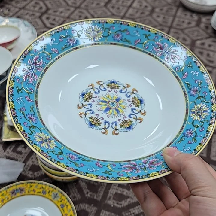 瓷片微瑕珐琅彩8寸4个深盘66666666