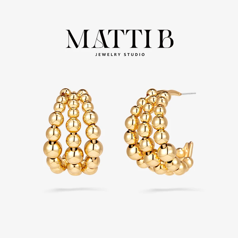 铜合金耳饰 小众设计感三圈C型气质高级感独特轻奢轻奢耳钉女2005