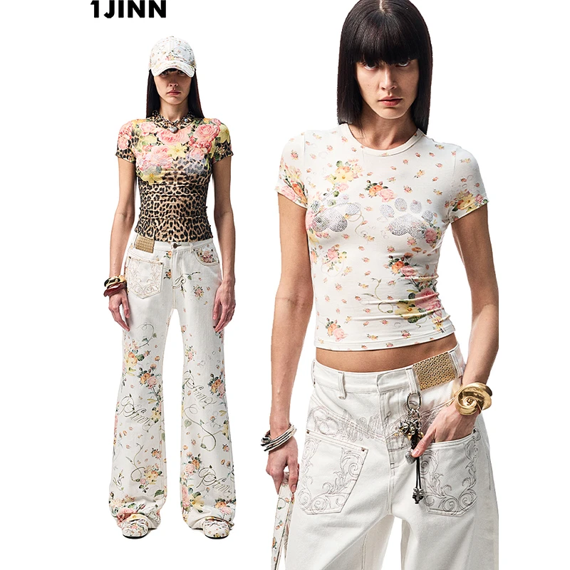 【25夏新vol.2】1JINN STUDIO 度假氛围满印花卉烫钻修身T