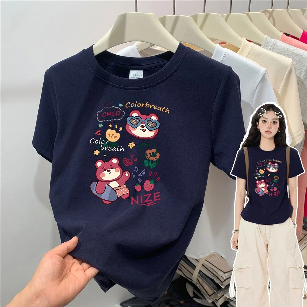 （十三行）抗起球T恤夏装洋气卡通动漫网红印花短袖韩版正肩