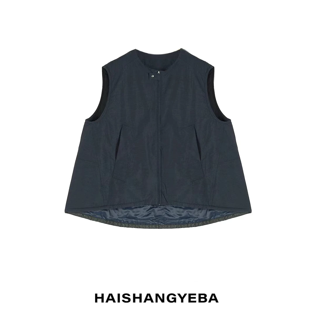 【海上叶爸】新款2025秋冬百搭亚麻混纺机能风显瘦宽松无袖马甲