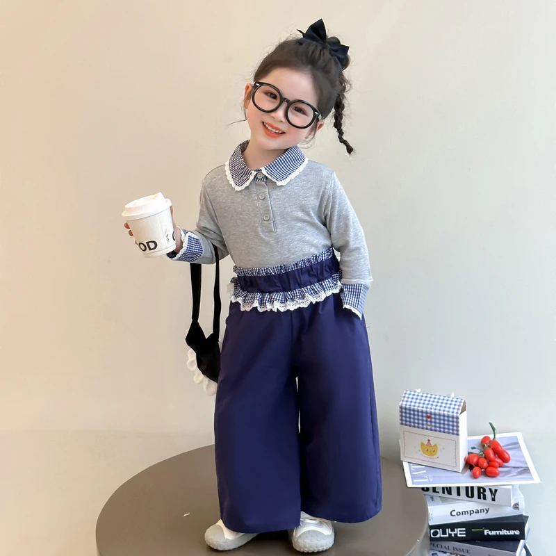 女童秋季套装洋气新款儿童花边polo衫卫衣女宝休闲时尚春秋两件套