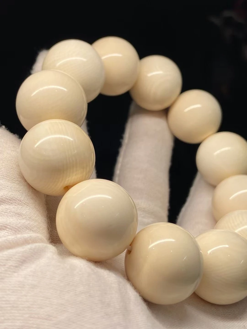 S0041天然猛犸牙2.0规格圆珠手串 支持鉴定，假一罚四。