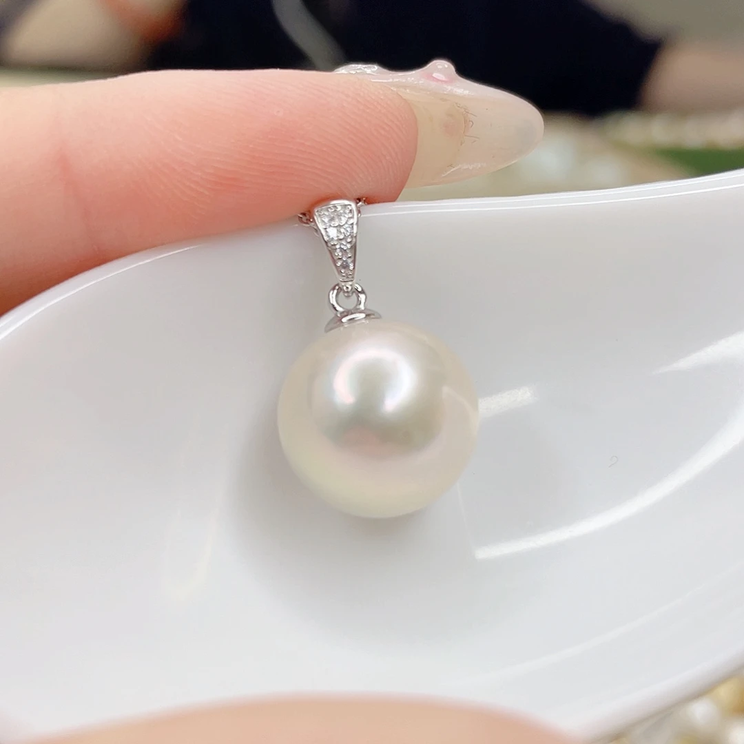 淡水珍珠银S925镶嵌吊坠(不含链)
