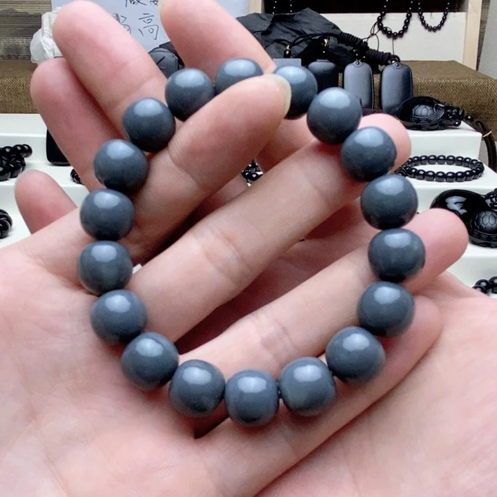 未镶嵌手链和田玉卡12老型色标级莫兰迪灰手串