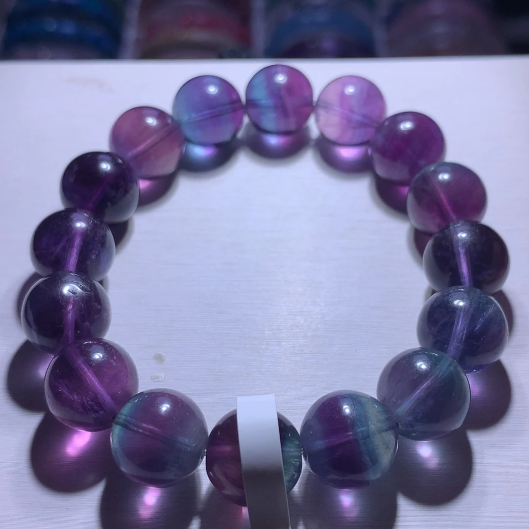 水晶手串银S925镶嵌萤石13.1m