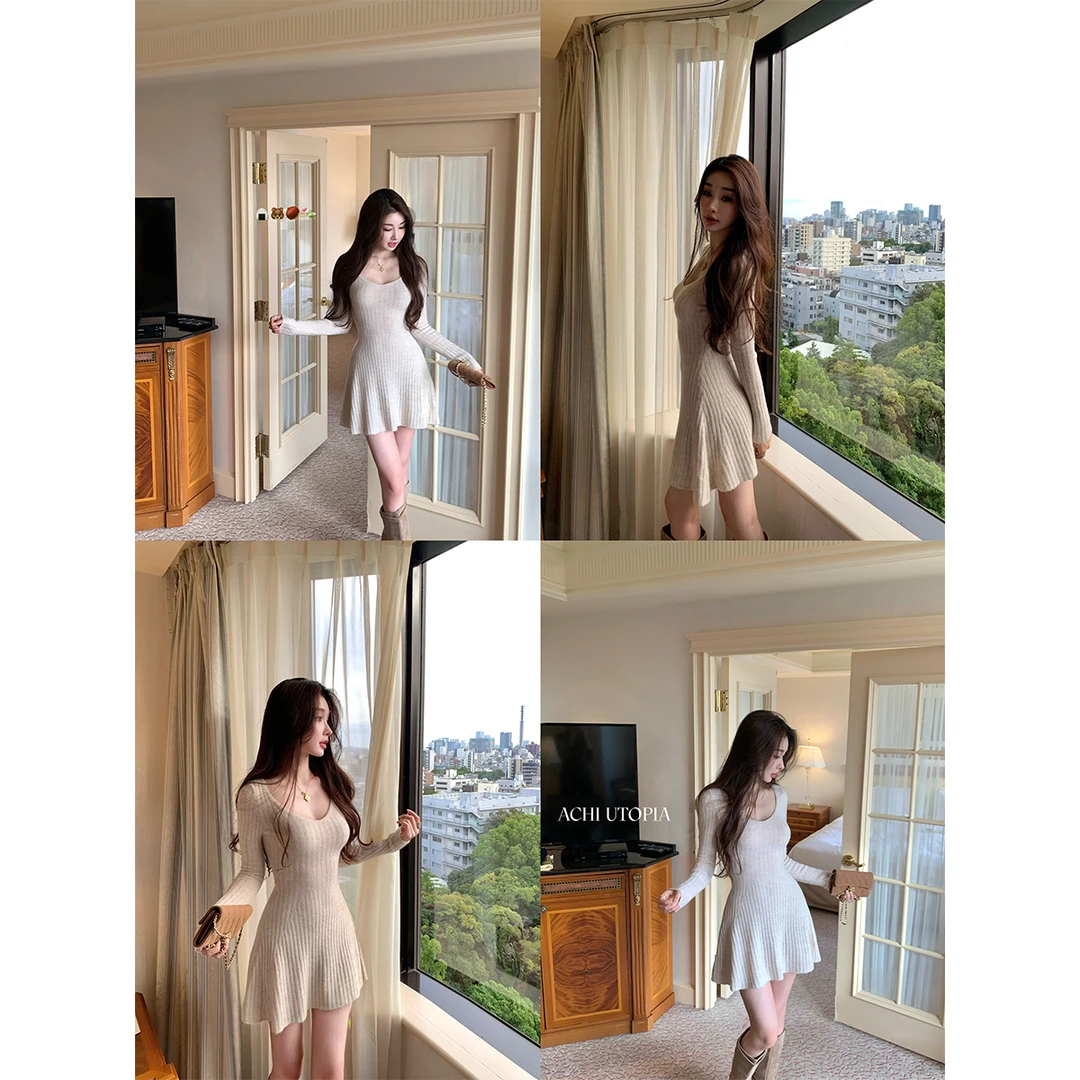 ACHI大也池◆娇憨千金~云朵感羊毛针织连衣裙