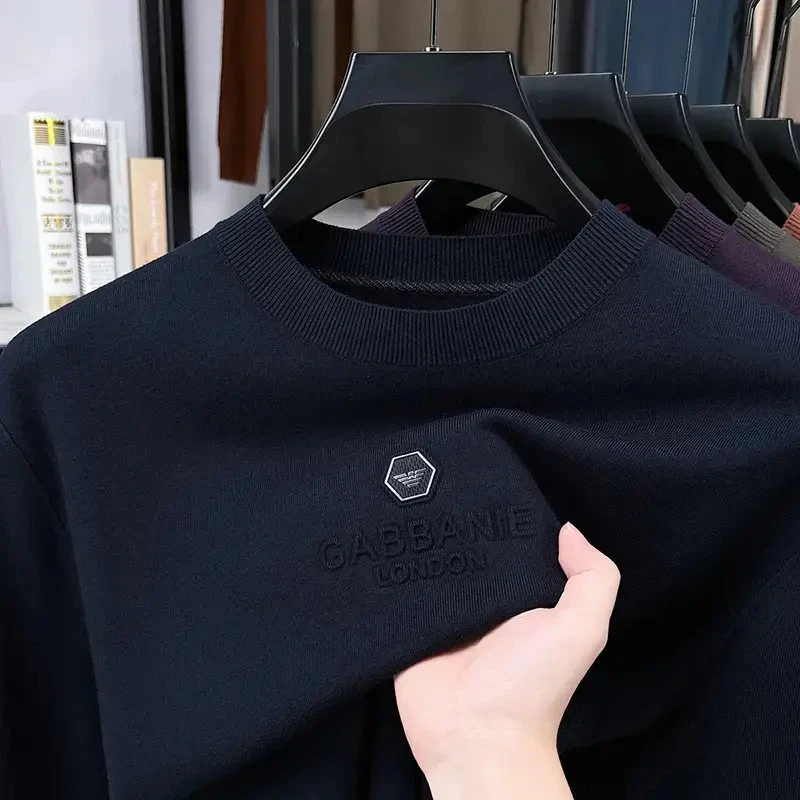 【六哥专属】针织短袖圆领秋冬新款短袖打底衫百搭休闲简约套头男士