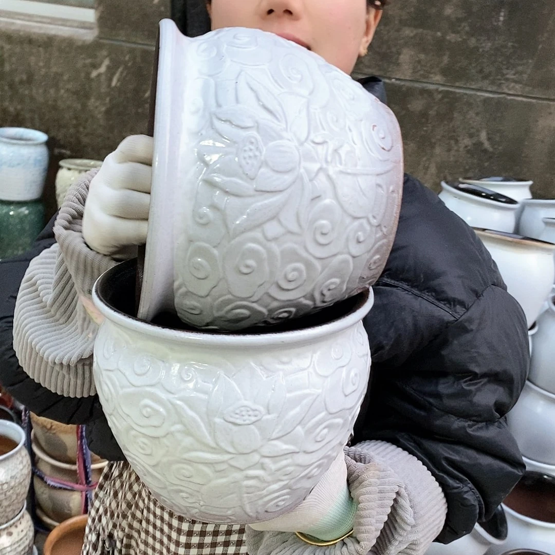 紫砂花盆瑕疵口20高16瑕疵