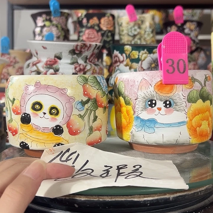 满38包邮 景德镇手绘花盆