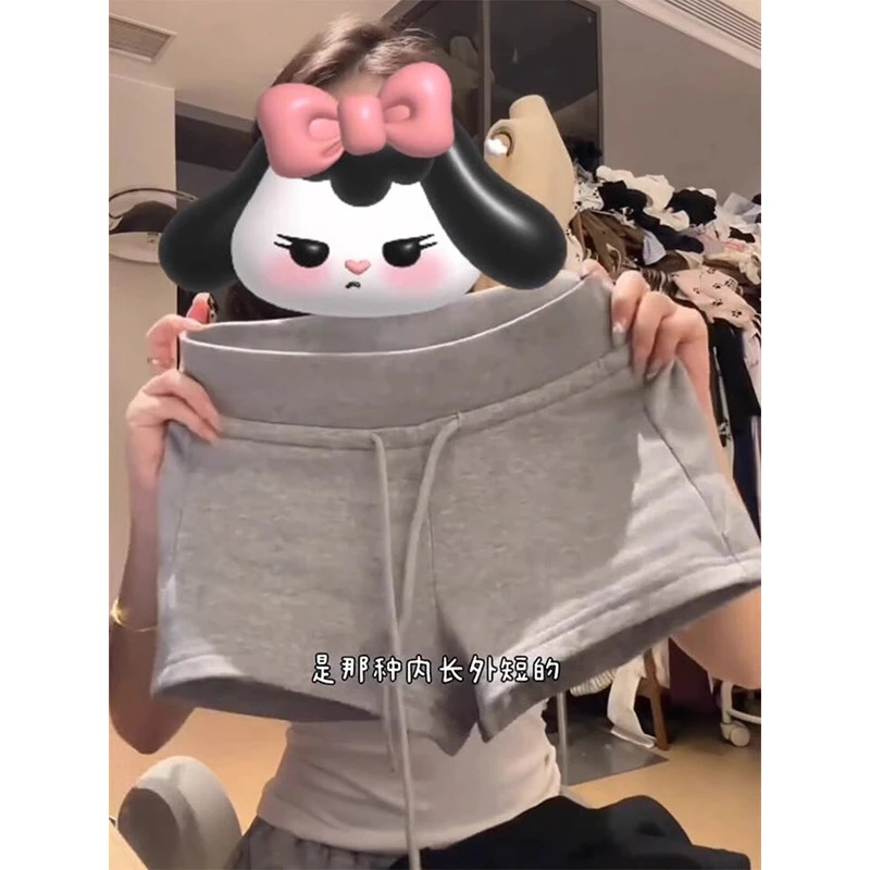 美式辣妹抽绳运动短裤子女2025夏季新款修身外穿包臀