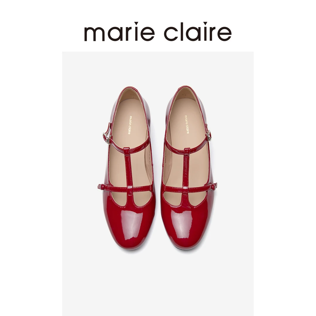 MC女鞋双T带粗跟玛丽珍2024年显瘦优雅约会鞋marieclaire女鞋