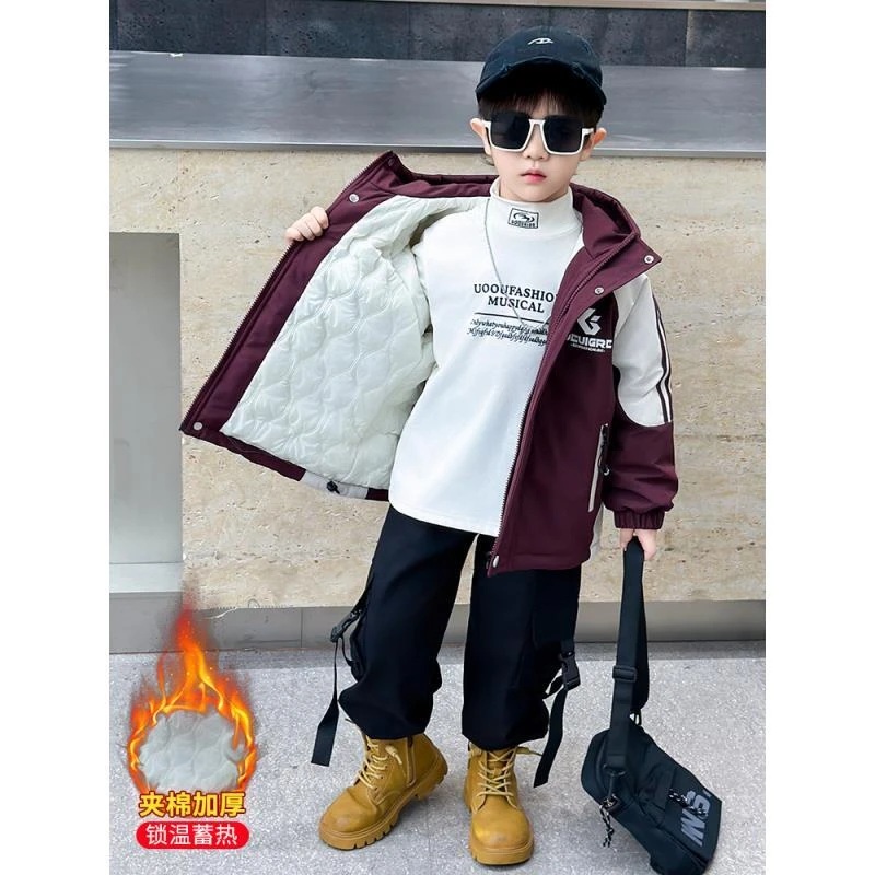 男童夹棉外套秋冬款棉服2025新款儿童棉衣冬季上衣宝宝二棉外套潮