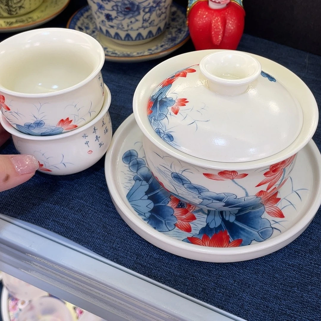 陶景德陶瓷盖碗茶具