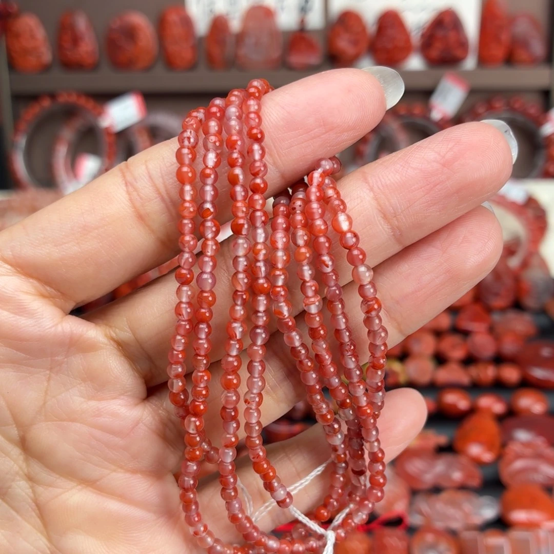 南红玛瑙未镶嵌颈饰冰红小米珠多圈3+