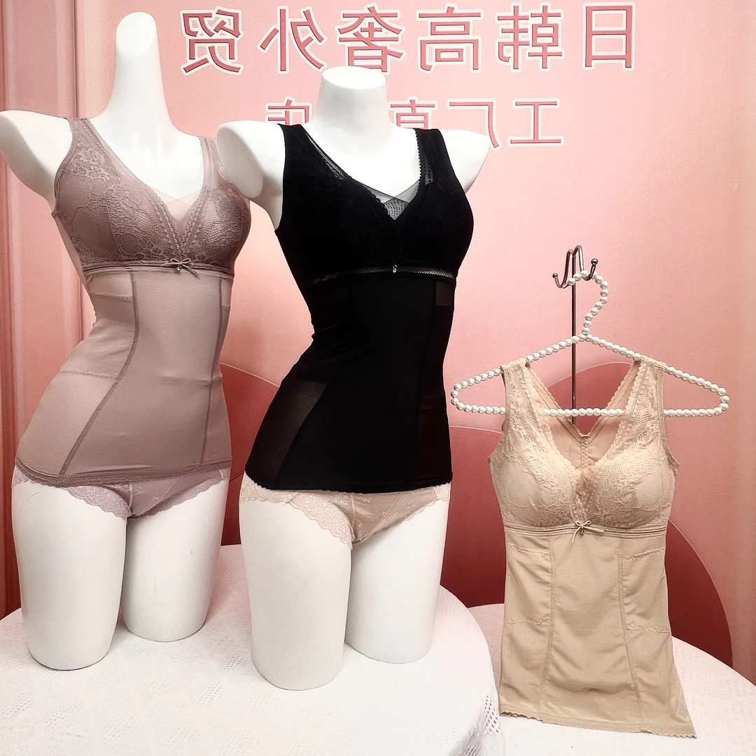 韩单强压力紧版收腹塑身衣无钢圈薄杯免文胸聚拢内衣束腰美背背心