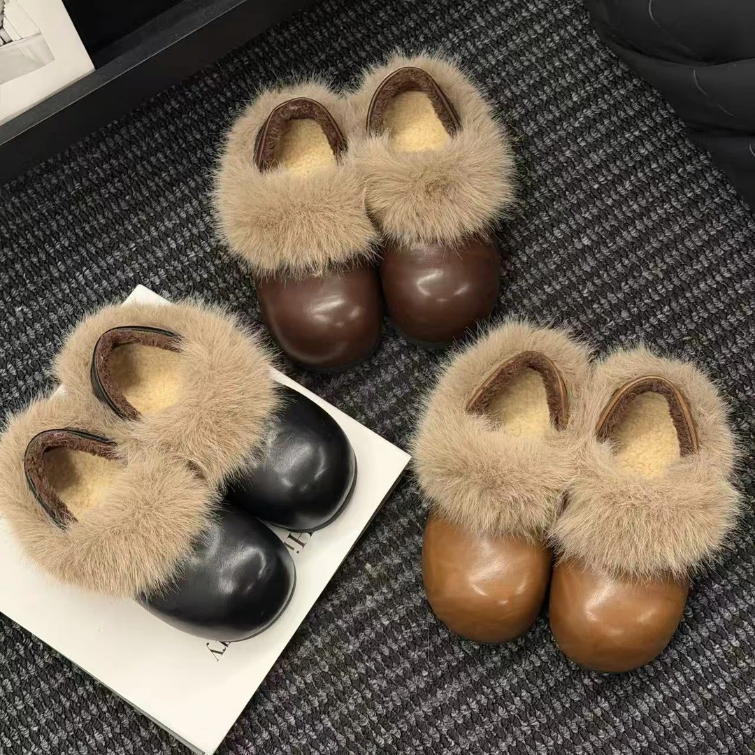 包头拖复古港风厚底舒适纯色百搭时尚仙女风千金风毛毛棉鞋