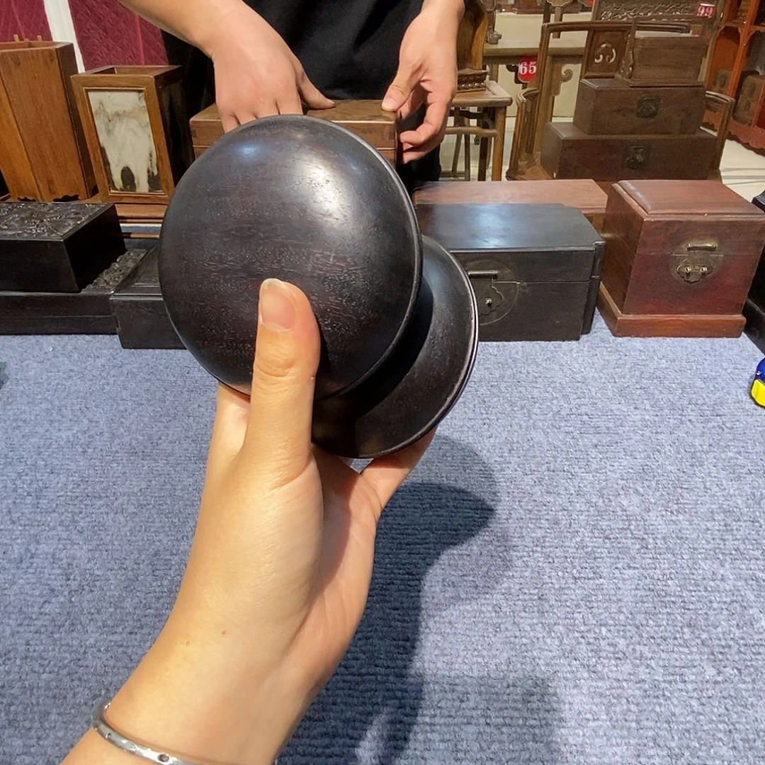 $***&香榧木紫檀小圆盒一对………