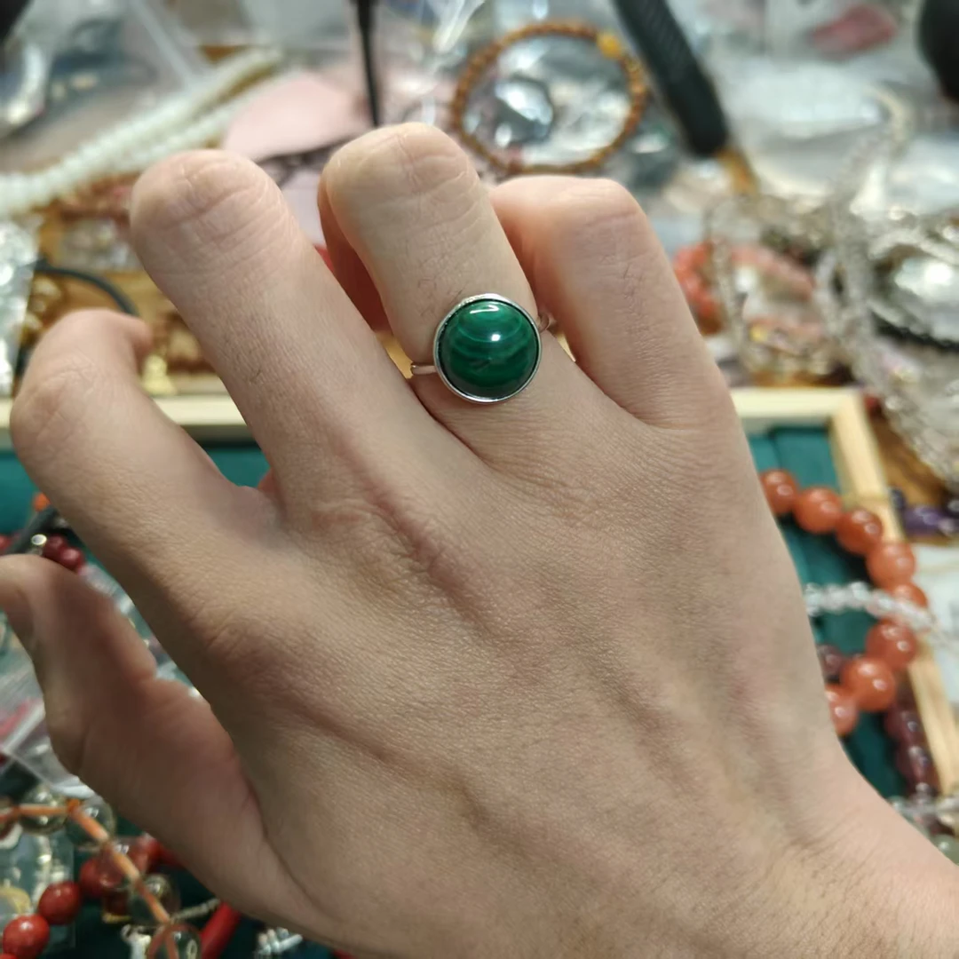 （桃）圆圆满满孔雀石戒指（阳仔直播款）