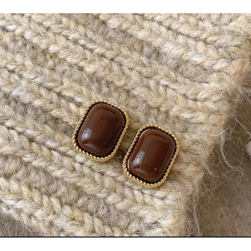 铜合金树脂耳饰 铜合金8377方形古典优雅耳饰