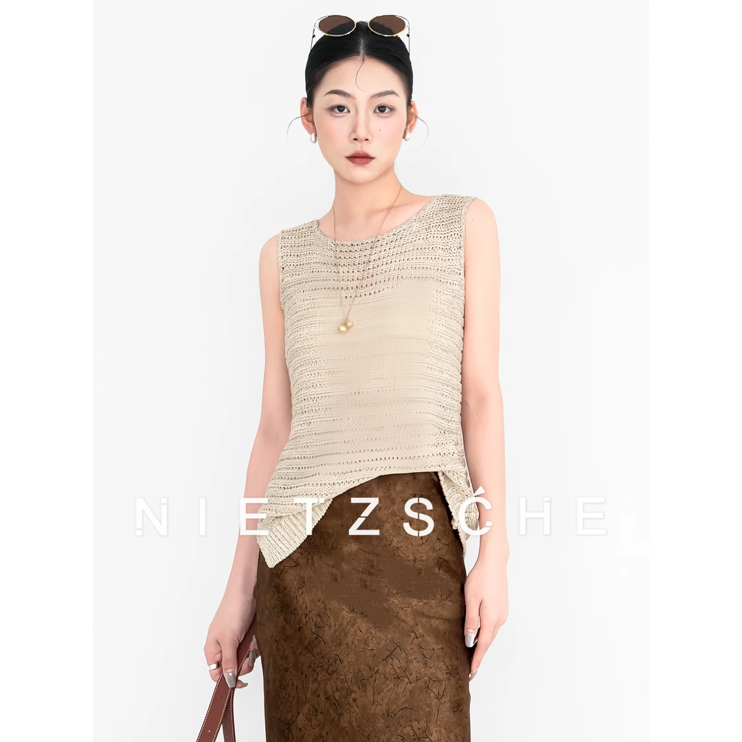 Nietzsche｜燕麦和纸｜亚麻x纳米丝x和纸 多股立体棉 清爽背心25189