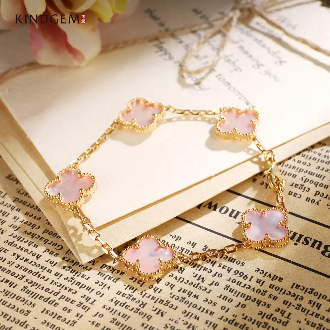 铜合金仿珍珠手链 BV21XQEC-26684 粉色幸运草气质经典时尚手链