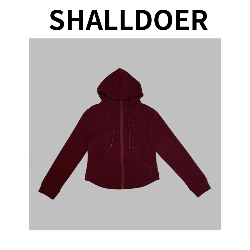 2025秋季立领连帽双头拉链抽绳鱼骨长袖卫衣女时尚减龄显瘦衣服