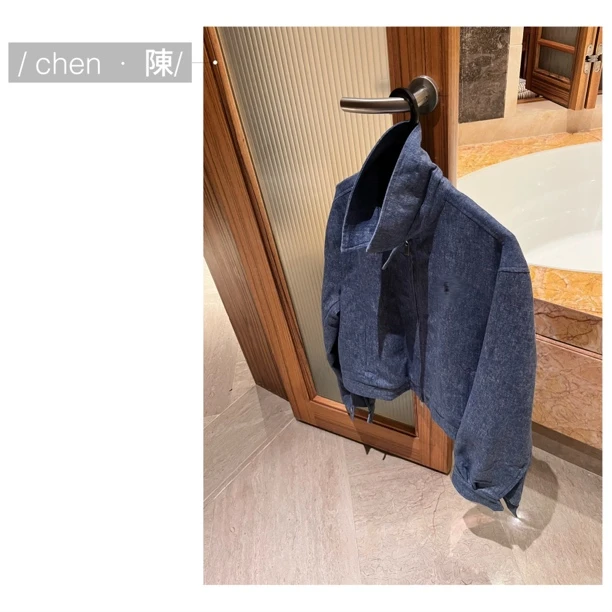 chen·陳春款  立领小马刺绣  极简牛仔外套