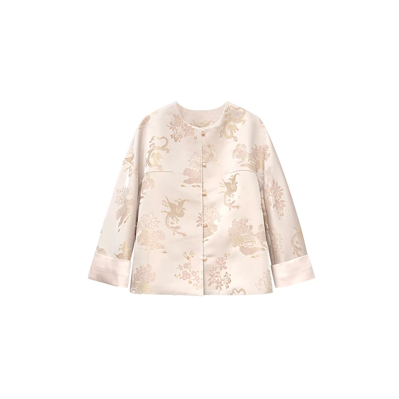 【橙庐】443005原创新中式龙凤呈祥织金宋锦外套 春秋女款桑蚕丝