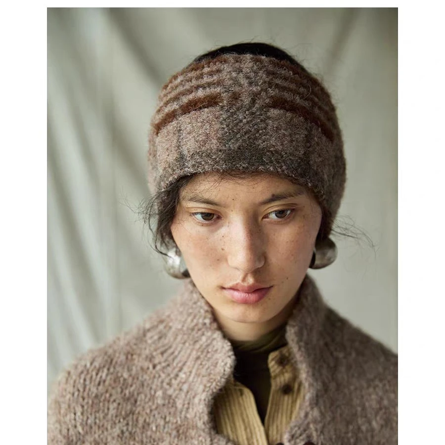 25fw7242岸羊驼毛混纺针织发带 原创小众文艺复古休闲