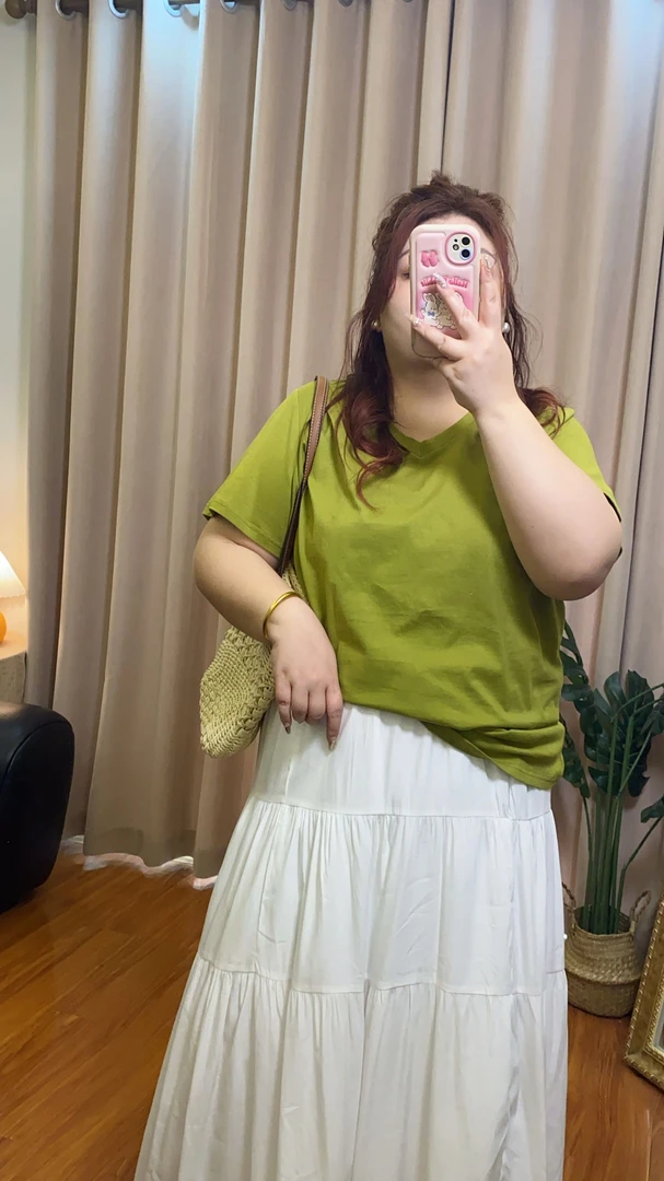 【圆满】大码女装浪漫垂感遮肉蛋糕裙夏胖MM高腰显瘦半身裙子