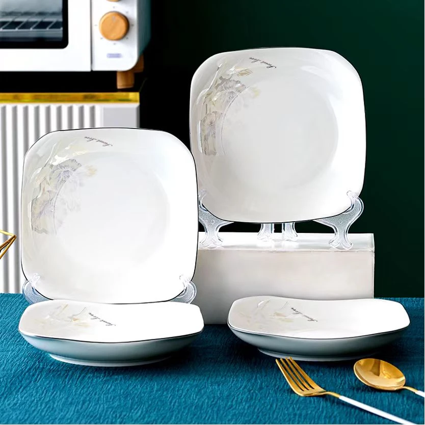 【陶园春】甜蜜蜜系列4/6个装8英寸如意盘中式家用高温陶瓷菜盘子