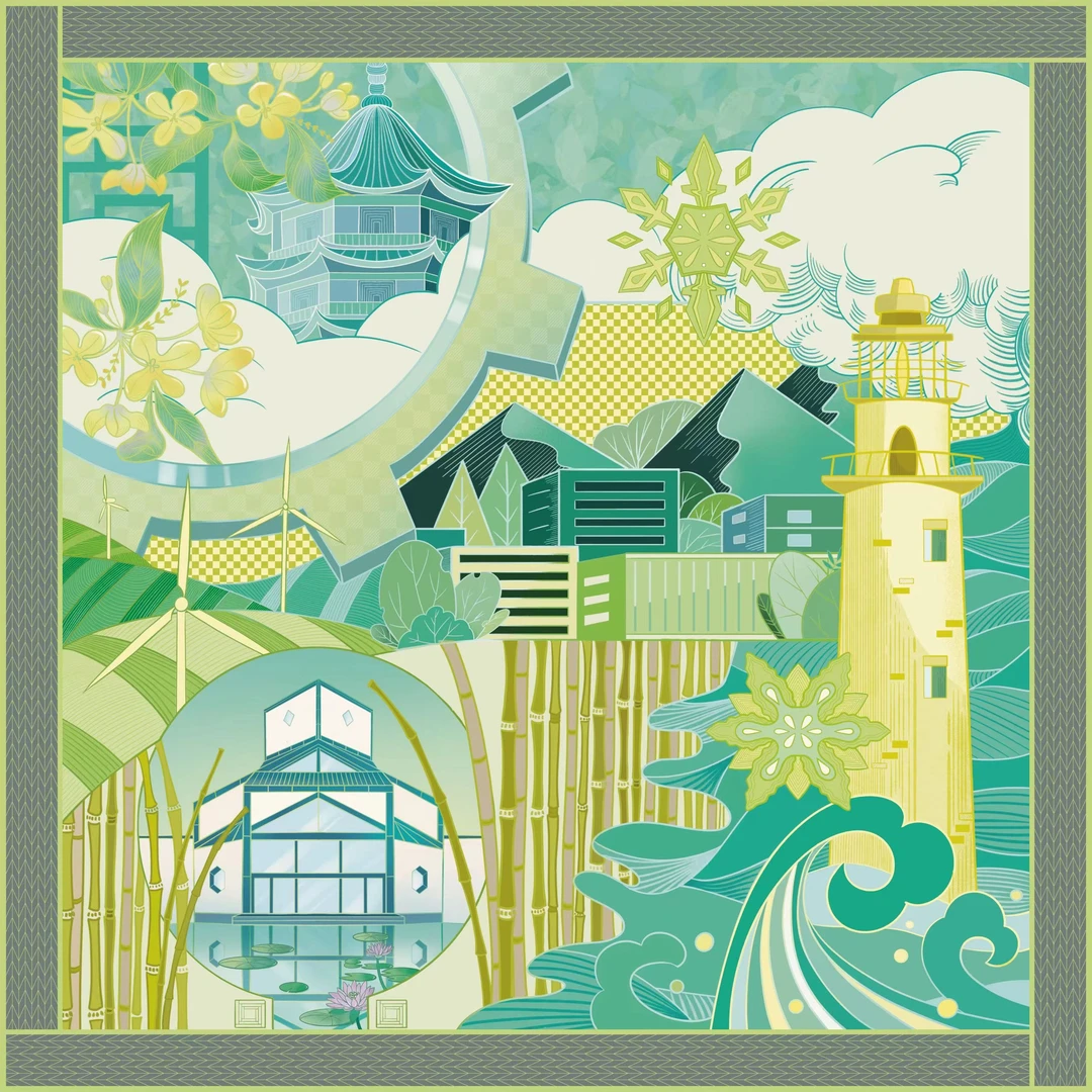 斜纹绸方巾 生态姑苏 88*88cm