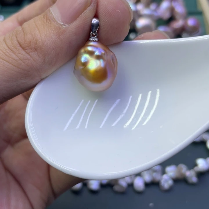 淡水珍珠吊坠(不含链)银S925镶嵌