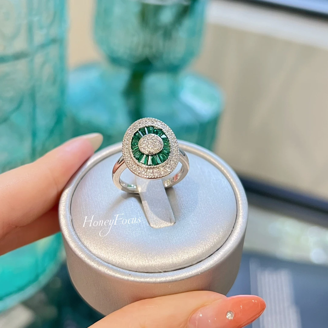 925银锆石戒指 浮光碧影戒指 银色轻奢小众精致彩色戒指 #9494