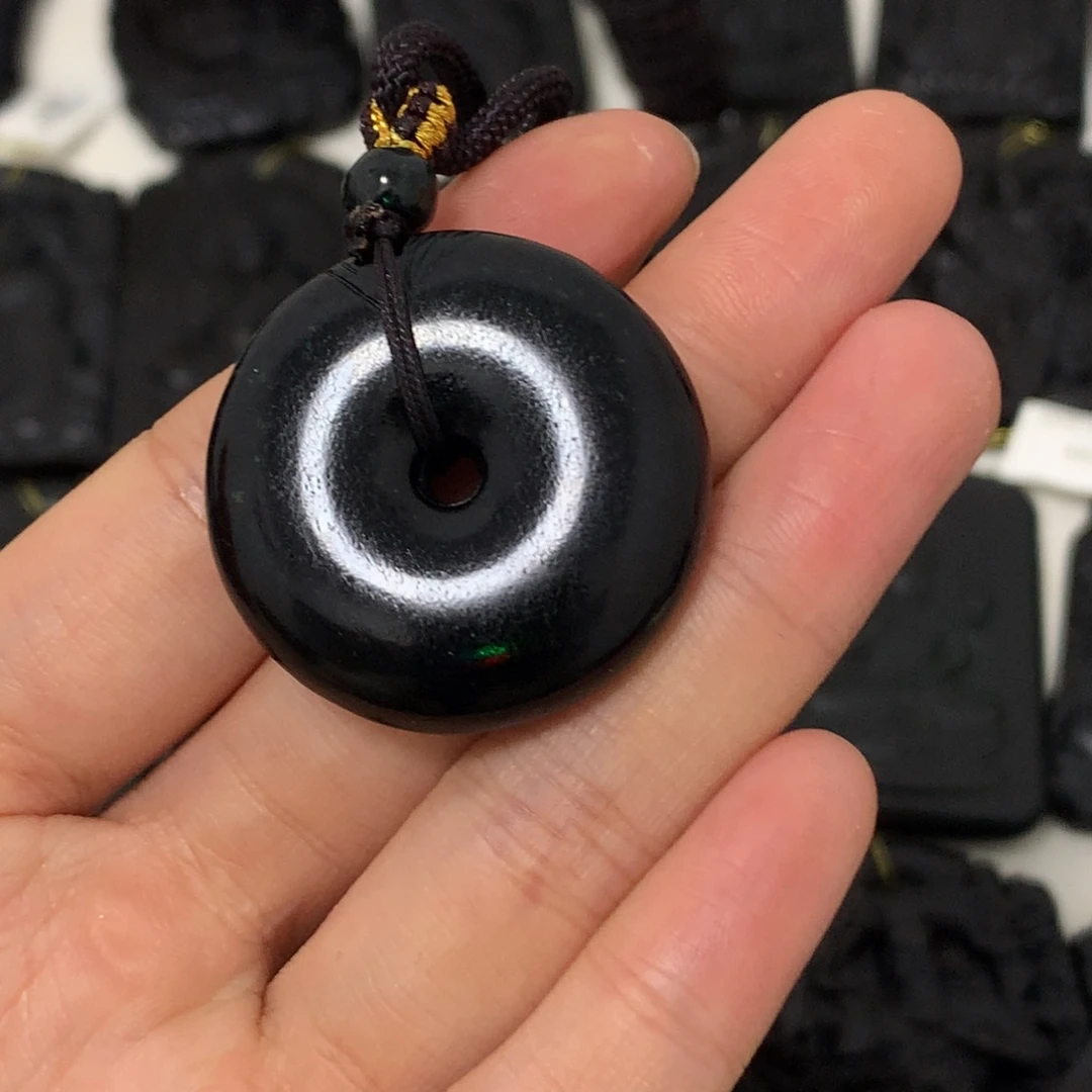 天然缅甸a货钢琴黑挂件