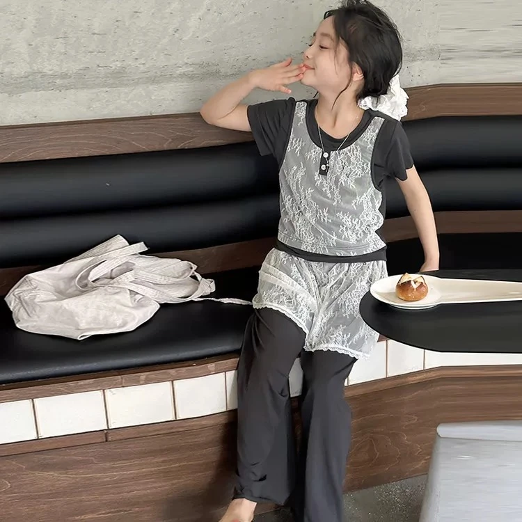 QDD14  韩版女童春款时尚洋气日常百搭休闲套装