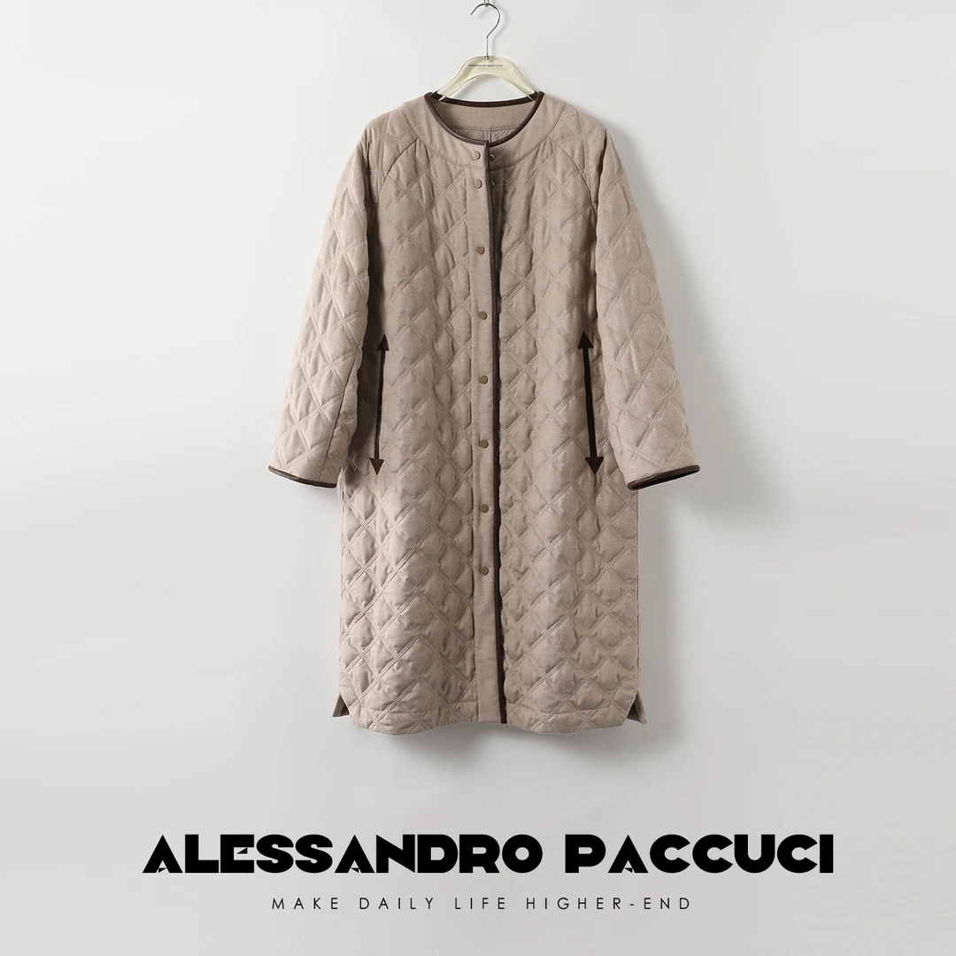 【孤品特价不退换】洛哥24813X羊毛羊驼桑蚕丝 菱格95白鹅绒羽绒服