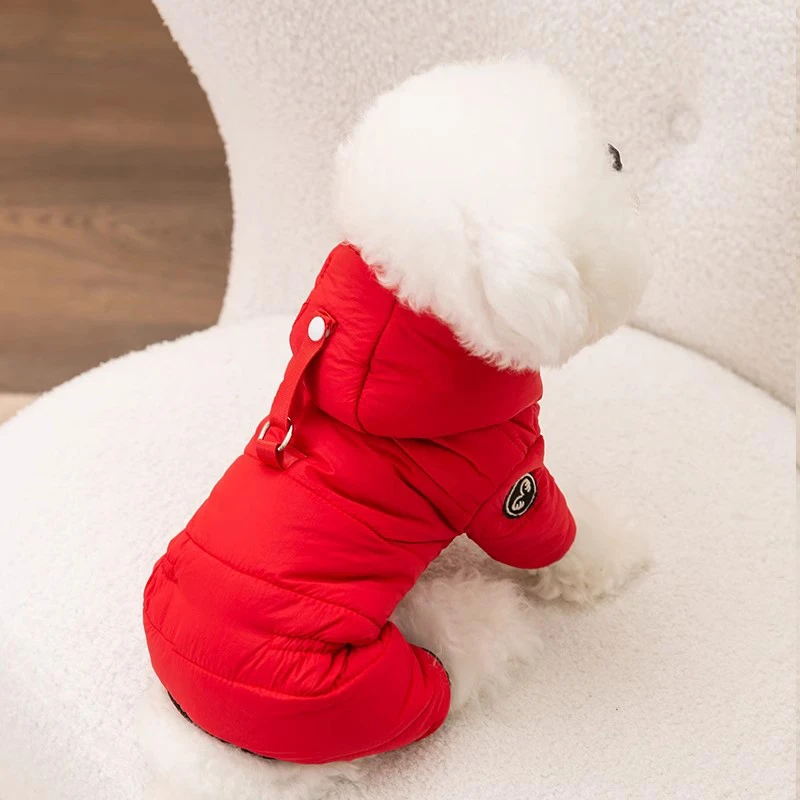 嬉皮狗—韩版简约纯色四脚加厚保暖棉衣小型犬宠物泰迪狗衣服1954