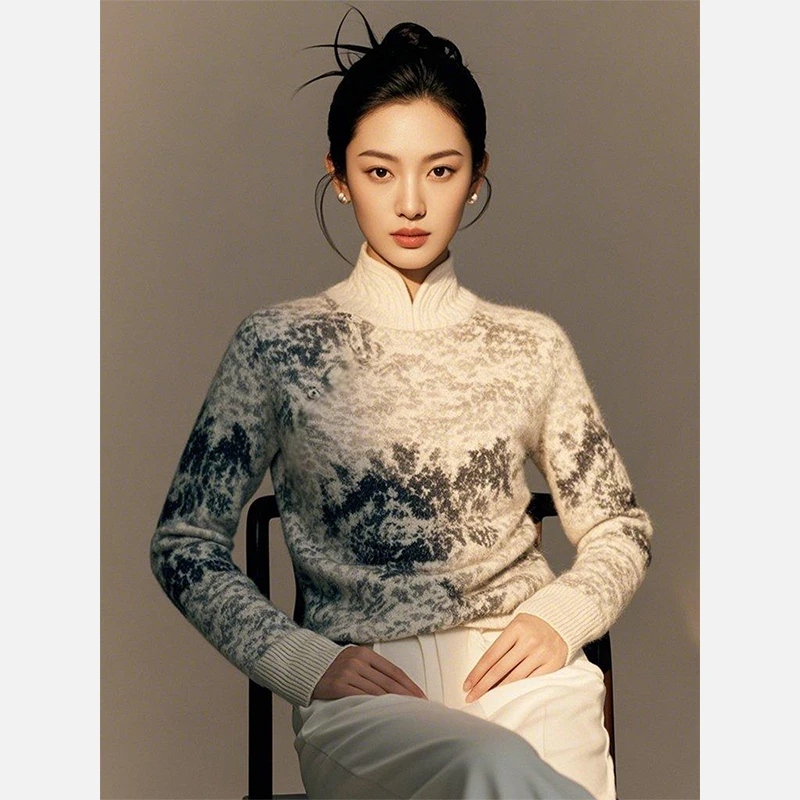新中式女装国风复古针织毛衣高级感内搭打底上衣女款2024新款春季